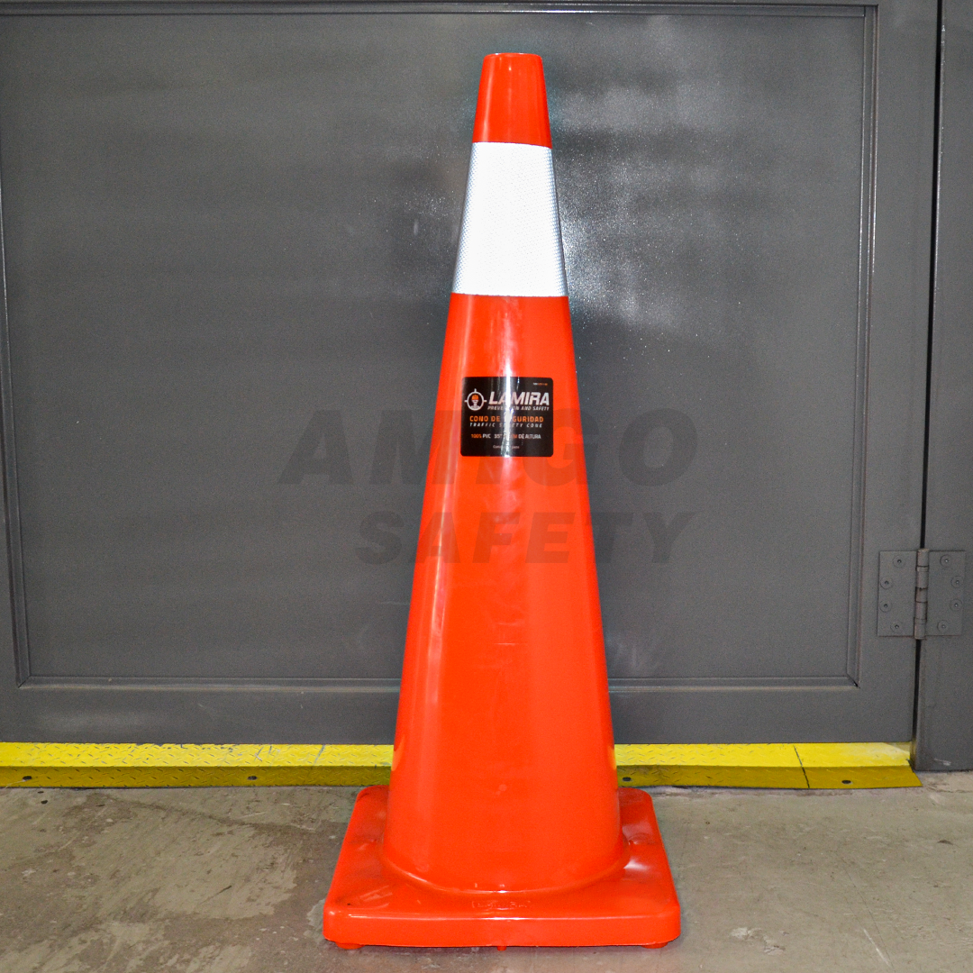 Cono PVC Premium de Seguridad con Reflejante LAMIRA Naranja ATC-90R 90 cm - 3